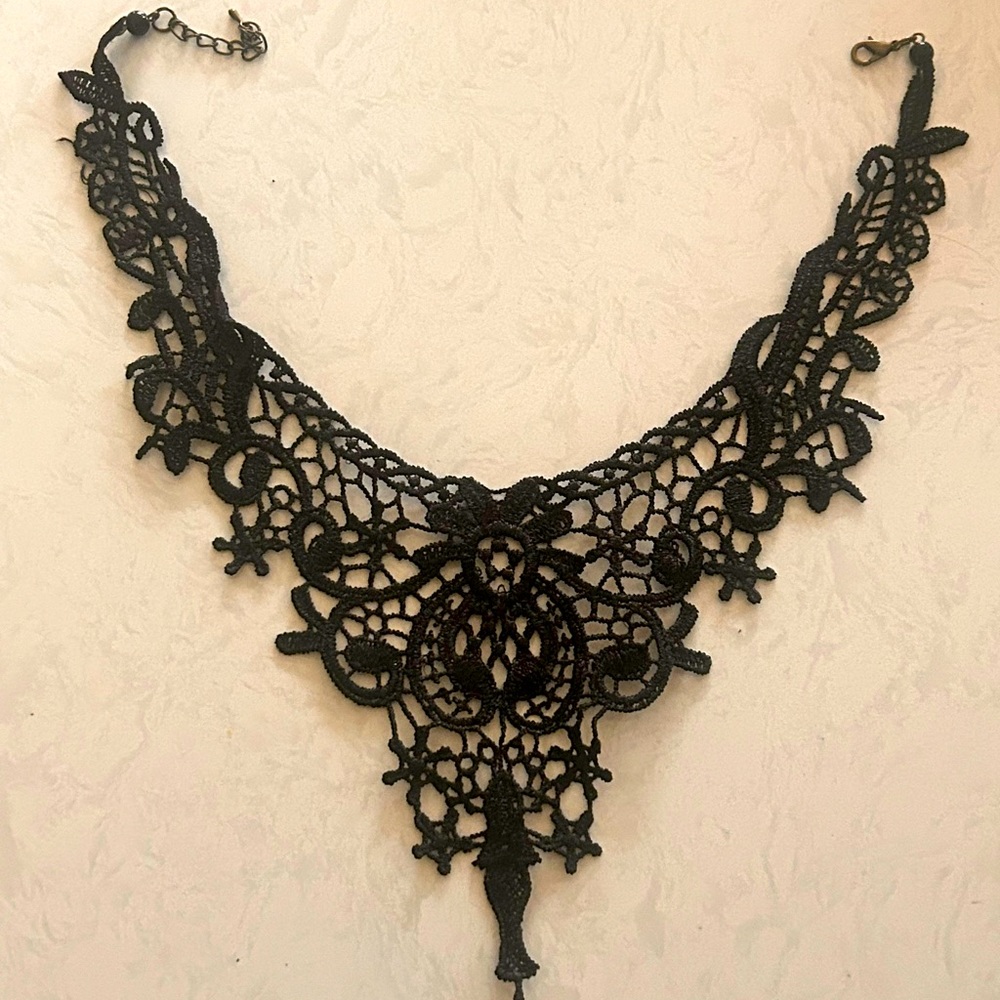 Vintage black lace choker